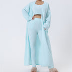 Ensemble de pyjama douillet, Ensemble de détente 3 pièces, Joli vêtement de détente, Ensembles de survêtement chauds, Ensemble assorti, Ensemble de détente, Ensembles de pantalons 3 pièces, Robe d'hiver femme