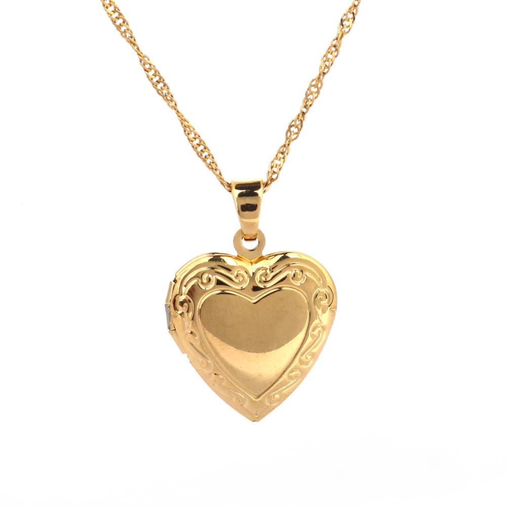 Collier avec pendentif cœur médaillon cadeau Saint-Valentin couleur or 24 carats bijoux fantaisie romantique pour femmes