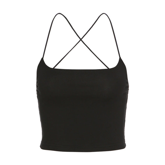 Débardeur ventre nu sexy ras du cou dos nu moulant pour femme Main Image