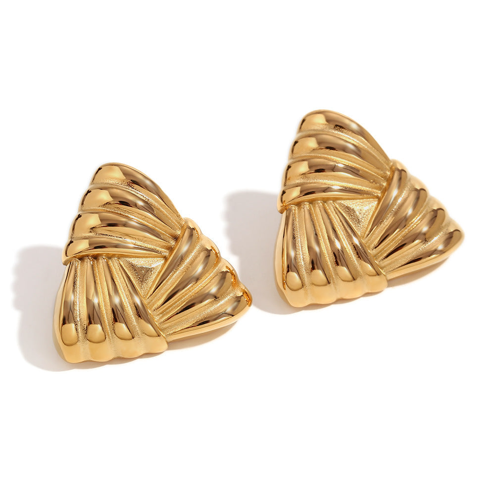 Boucles d'oreilles clous triangulaires en or 18 carats, style niche Ins, rétro, pour femmes, bijoux