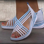 Sandales grande taille pour femmes, décolleté bas, respirantes, soutien-gorge de sport tressé, chaussures à bout de poisson, sandales pour femmes