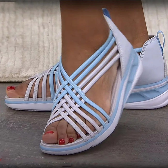 Sandales grande taille pour femmes, décolleté bas, respirantes, soutien-gorge de sport tressé, chaussures à bout de poisson, sandales pour femmes Main Image
