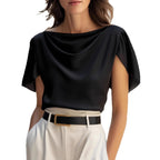 T-shirt décontracté à manches courtes et col rond pour femme