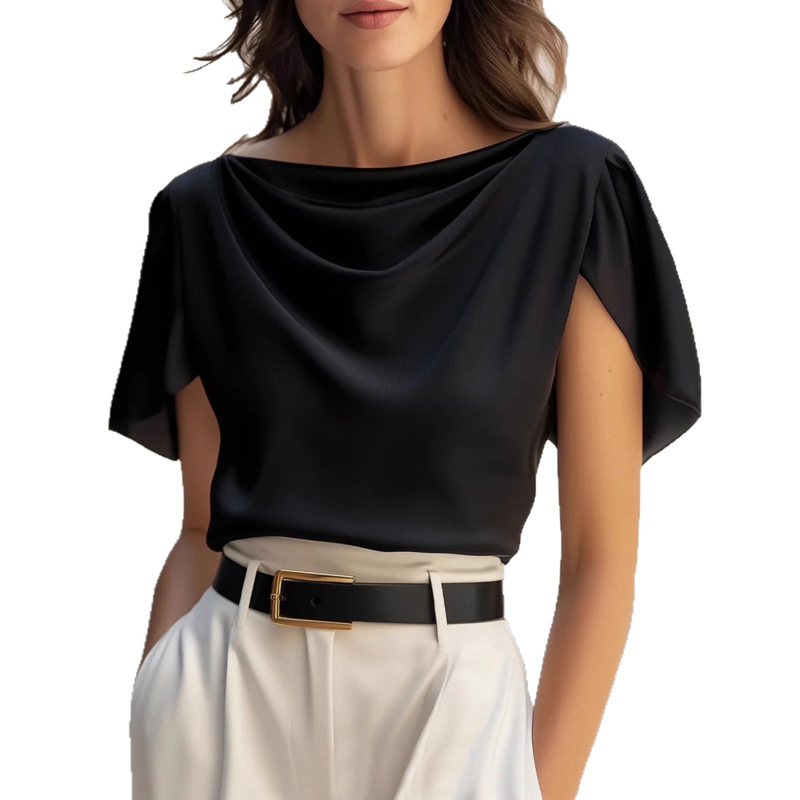 T-shirt décontracté à manches courtes et col rond pour femme