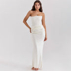 Robe longue bustier moulante, robe de soirée sexy sans dos pour femmes