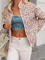Manteau en coton pour femme, imprimé et contrastant, automne et hiver