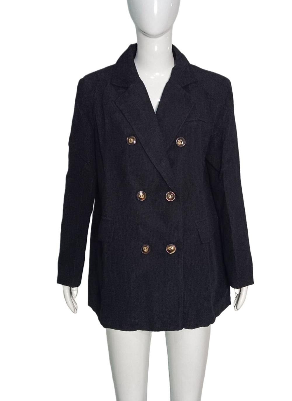 Blazer en velours côtelé uni décontracté pour femme