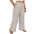 Pantalon ample à jambe large et taille coulissée pour femme