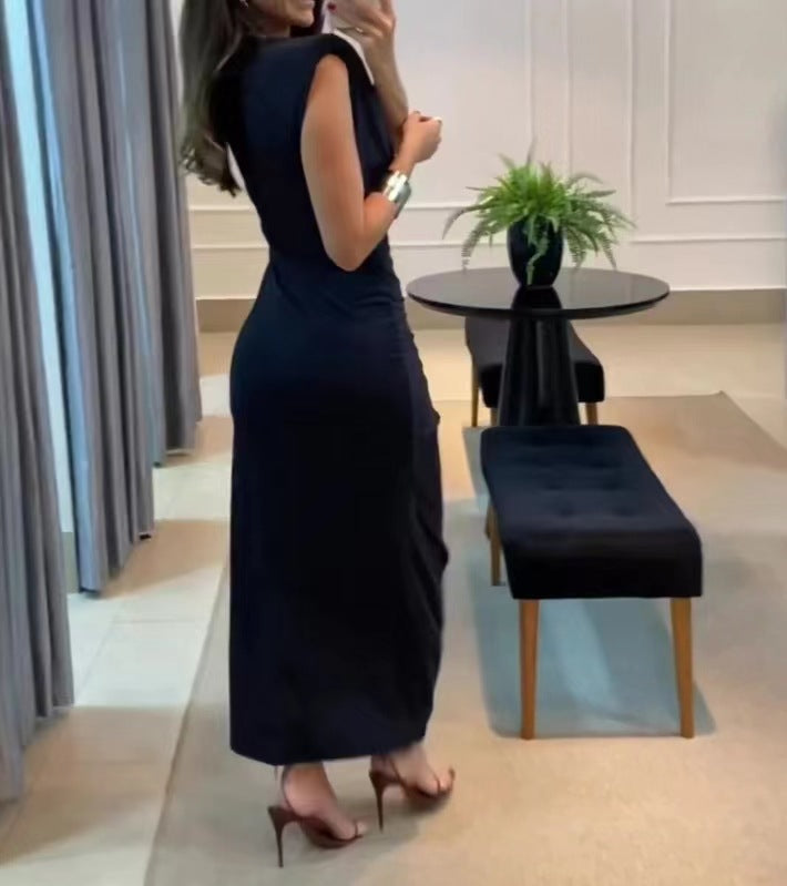 Robe plissée à la taille, style tempérament, pour femme