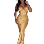 Robe Décolletée en V Dos Nu Sexy Pour Femme