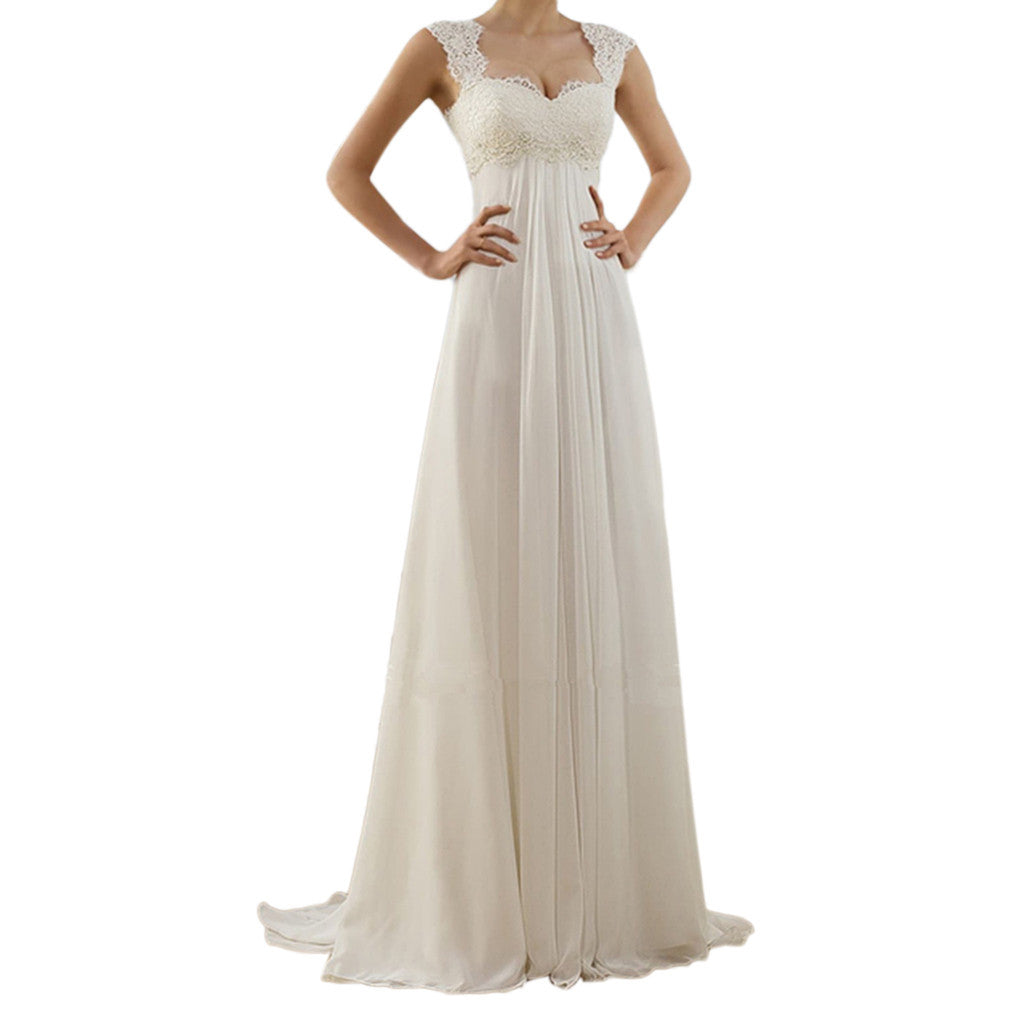 Robe en dentelle avec surpiqûres visibles