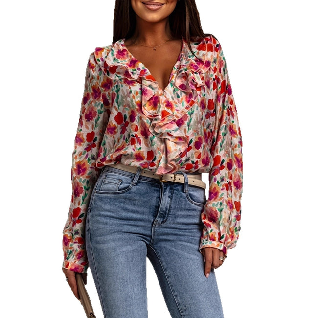 Chemisier imprimé tendance de style occidental printemps-été pour femmes Main Image