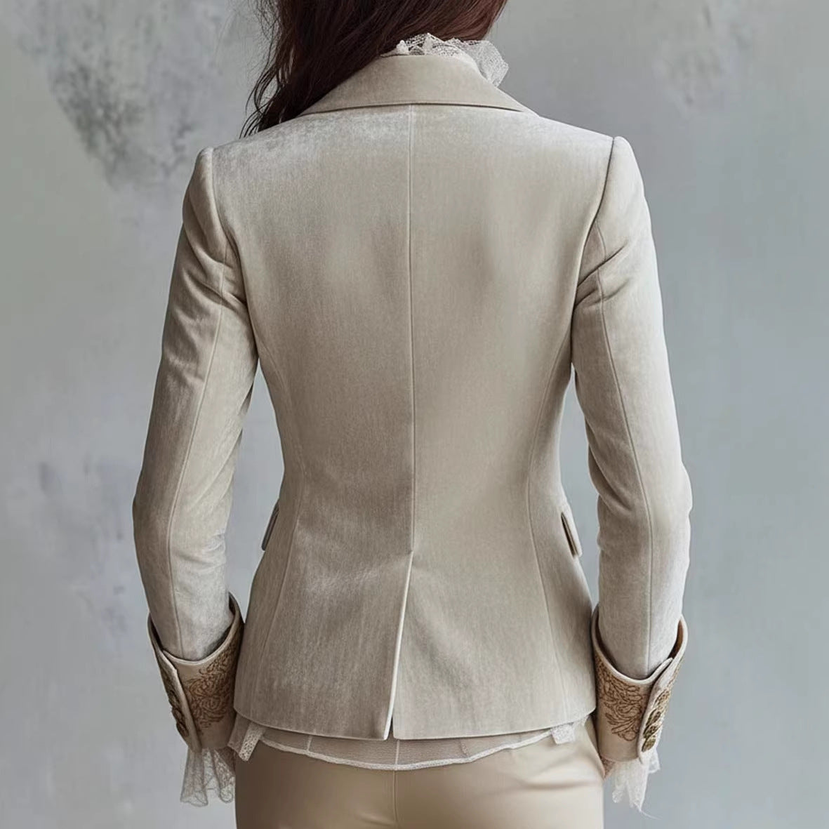 Blazer Femme Imprimé Col Revers Manches Évasées