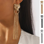 Boucles d'oreilles pendantes léopard personnalisées avec strass et pompons, bijoux tendance de luxe pour femmes