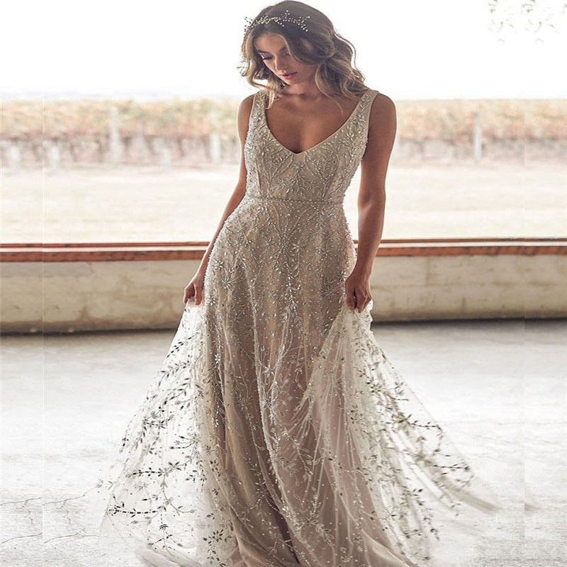 Robe Débardeur Décolleté en V Bronze