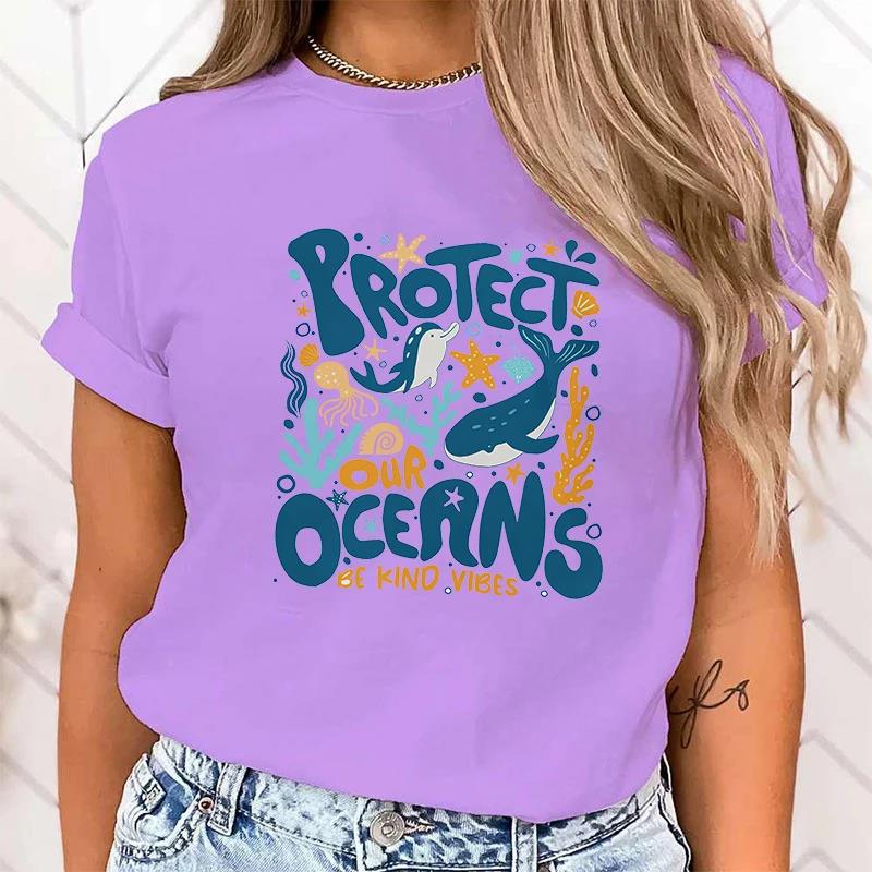 T-shirt Premium Chaud Protégez l'océan Imprimé