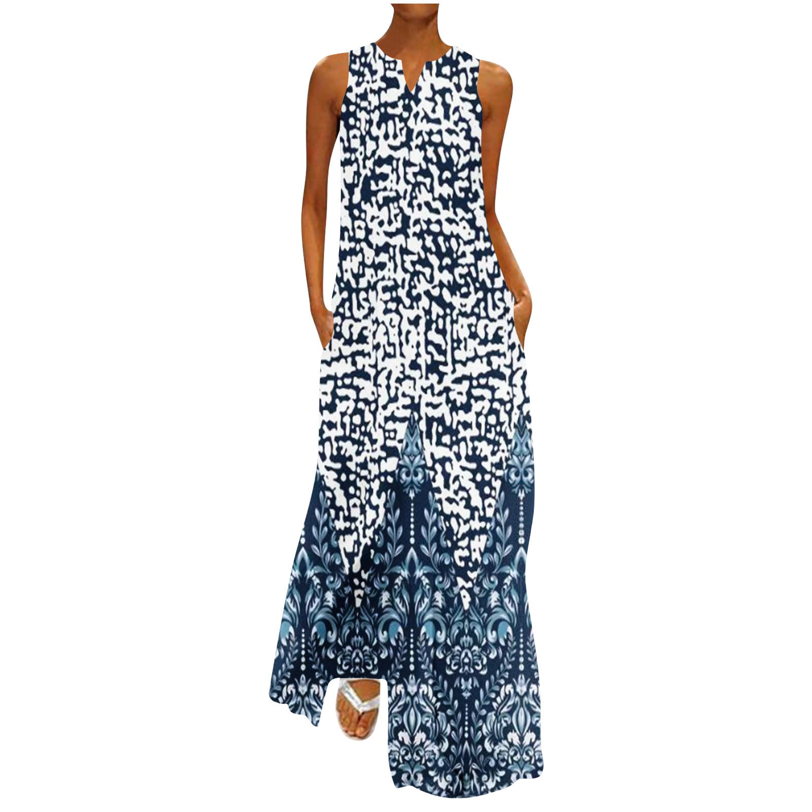 Robe longue femme imprimé peint mode