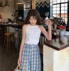 Women Knitted Short Halterneck Sling Vest
