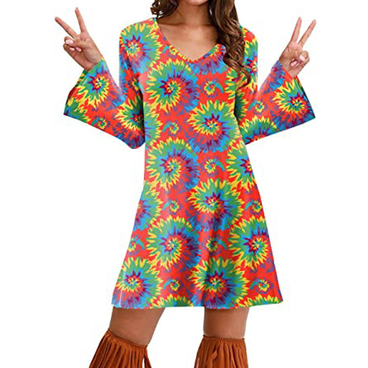 Robe imprimée hippie pour femme