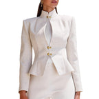Blazer croisé à col montant et manches longues