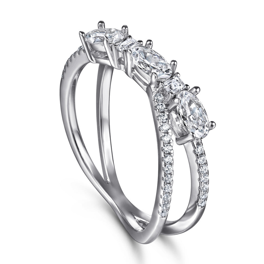 Bagues 925 Argent Croix Rotative Dénier Zircon Bague de Fiançailles pour Femme
