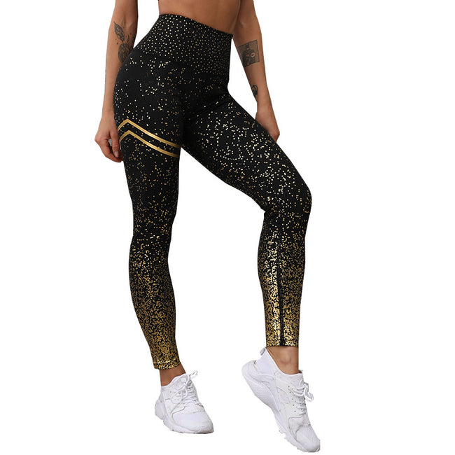 Pantalon de sport de yoga ajusté pour femmes à imprimé pailleté Hover Image