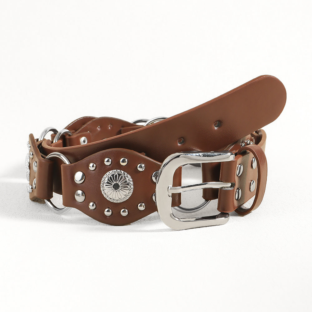 Ceintures vintage pour hommes et femmes avec jolie boucle métallique rivetée Accessoires de mode punk hip-hop