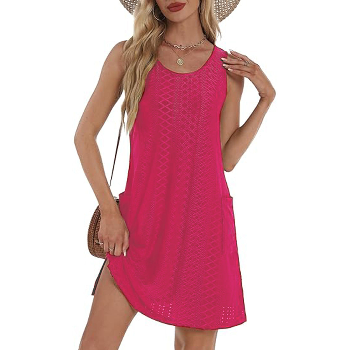 Robe sans manches à poches pour femme