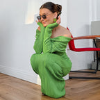 Robe sexy tricotée à épaules dénudées pour femmes