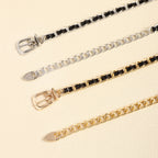 Chaîne de taille haute décontractée en métal pour femme Ceinture décorative polyvalente Chaîne fine avec costume de jupe Ceinture de corps