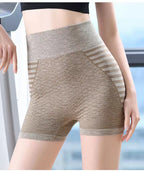Shorts Cycliste Femme Taille Haute à Rayures pour Gymnastique et Course