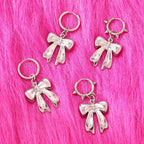 Boucles d'oreilles pendantes vintage gothiques avec nœud papillon et rivet, style punk, pour femmes