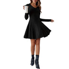 Robe pull à col en V en maille française pour femme