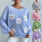 Pull en maille ample Sweet Flowers pour femmes
