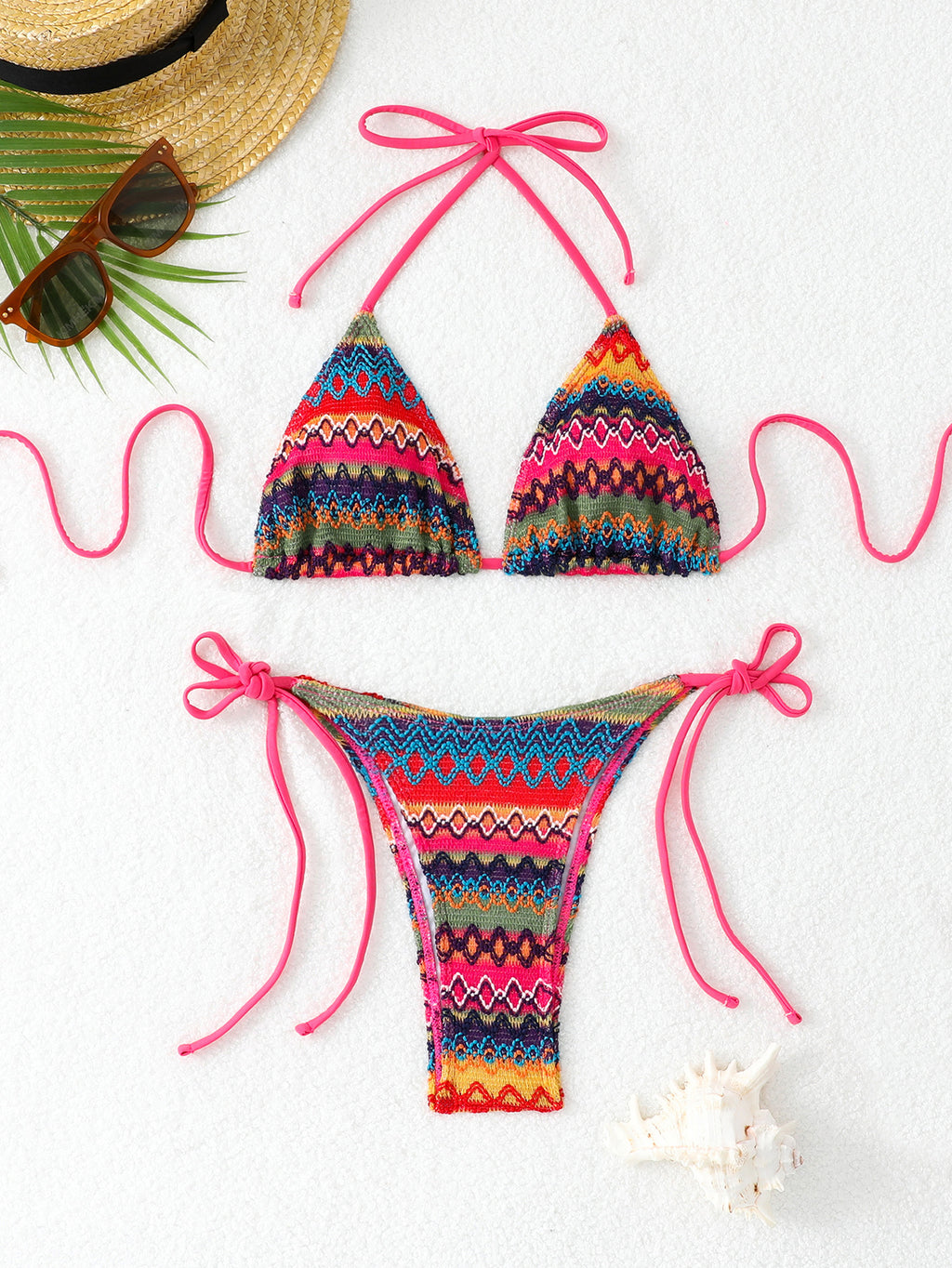 Maillot de bain deux pièces en tricot pour femme