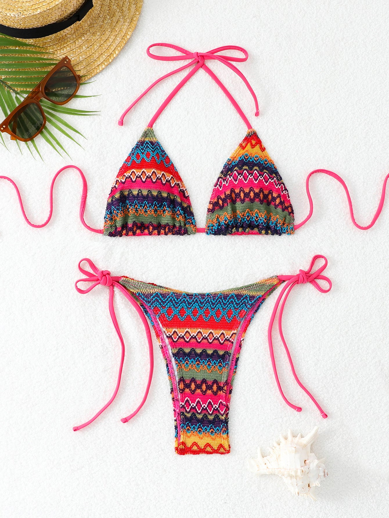 Maillot de bain deux pièces en tricot pour femme