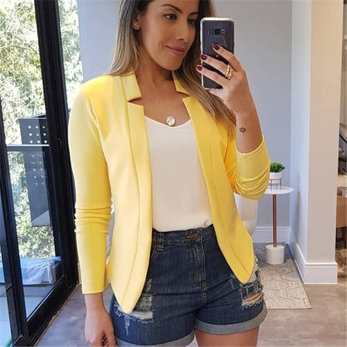 Veste de blazer décontractée de couleur unie pour femme
