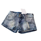 Short en jean rétro de couleur claire à la mode pour femme