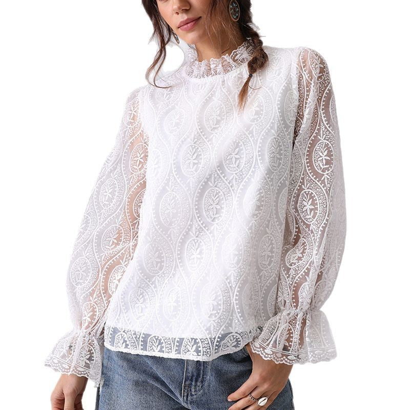 Chemise Mode Femme Broderie Creuse