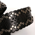 Ceinture en cuir cloutée, en peau de vache première couche, pour femme