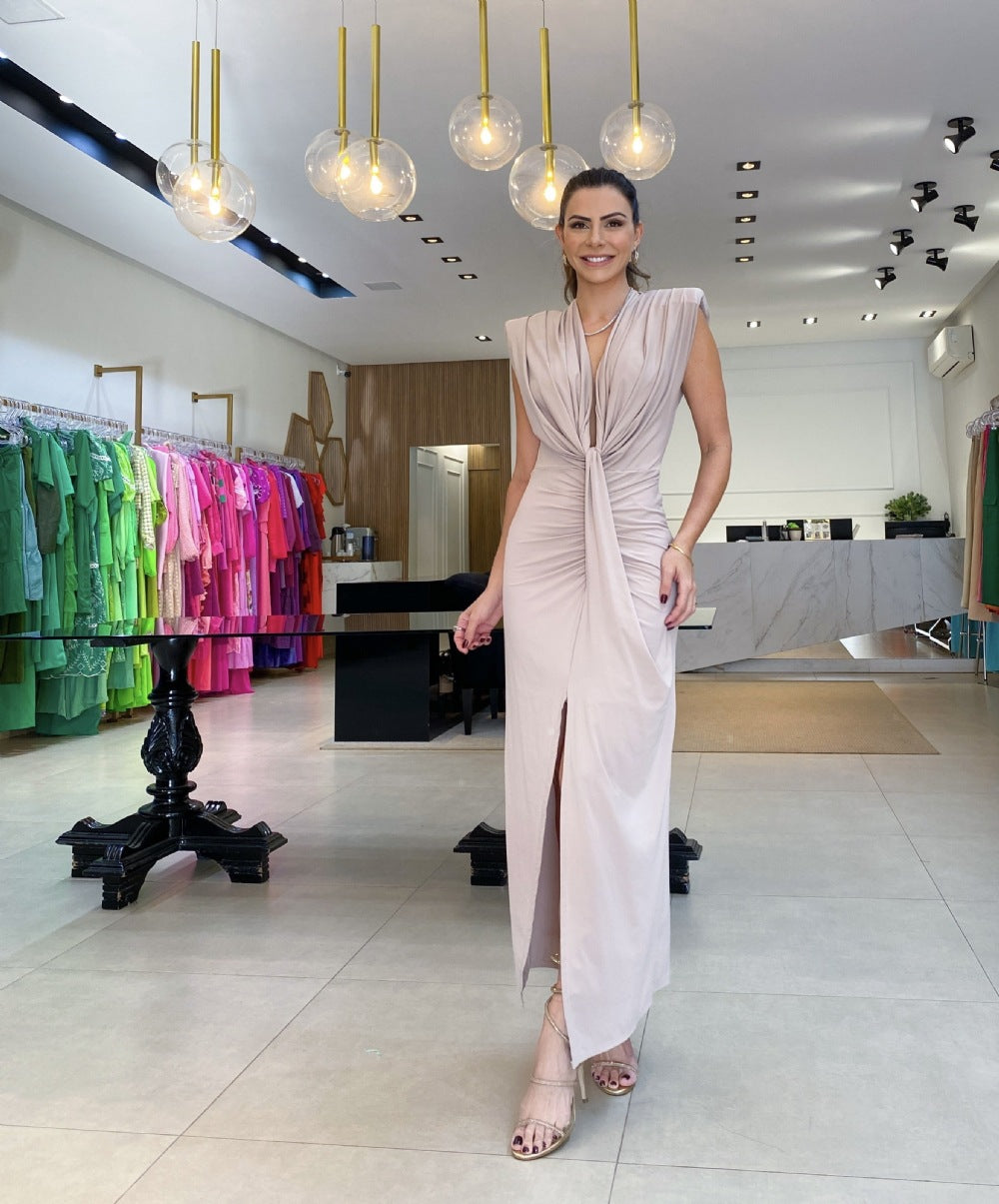 Robe plissée à la taille, style tempérament, pour femme