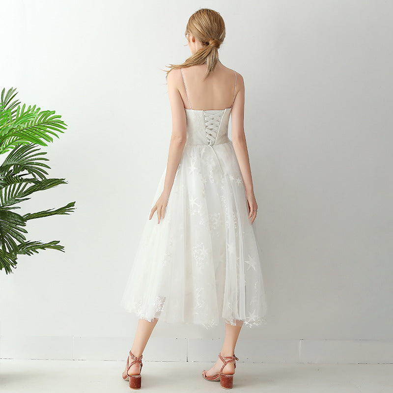Robe de soirée blanche de banquet de mariage pour femmes
