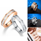 Bague en acier inoxydable avec strass tendance pour femme