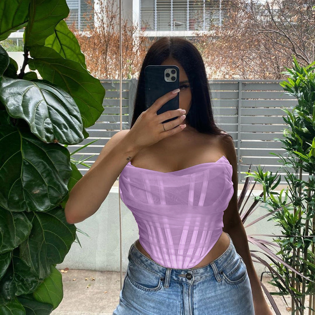 Soutien-gorge en maille à chevrons et gilet court pour femme