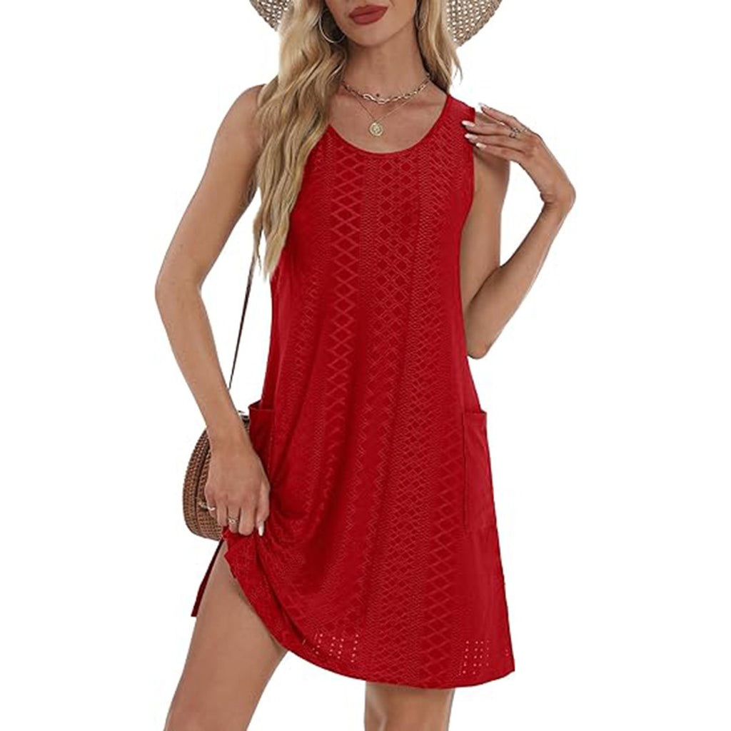 Robe sans manches à poches pour femme