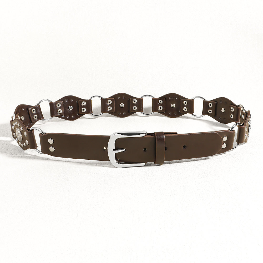 Ceintures vintage pour hommes et femmes avec jolie boucle métallique rivetée Accessoires de mode punk hip-hop