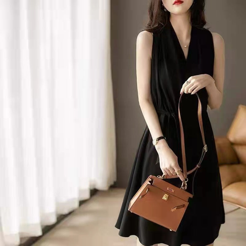 New French Halterneck Women's Chic Waist Dress