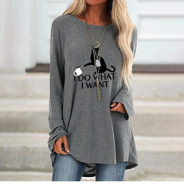 Printed long sweater