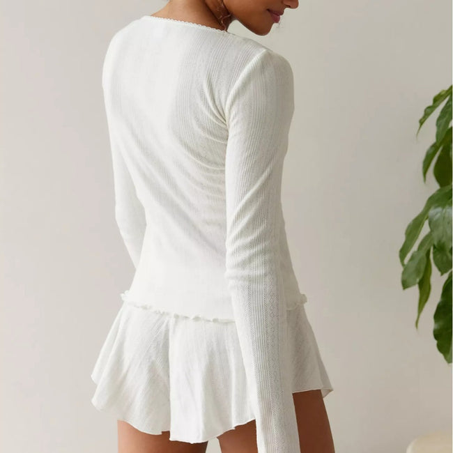 Leisure Small Cardigan Two-piece Set Long Sleeve Shorts Suit Main Image