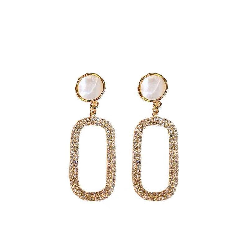 Boucles d'oreilles pendantes exagérées en strass pour femmes